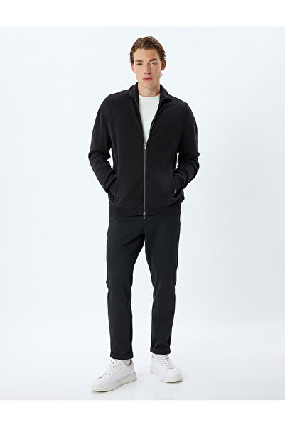 Koton Knitwear Cardigan with Zipper Pocket Detail Basic Cotton