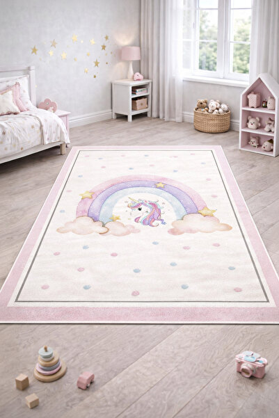 Nihai Ev Dijital Baskı Leke Tutmaz Kaymaz Unicorn Yıldızlı Oyun Halısı Çocuk ...