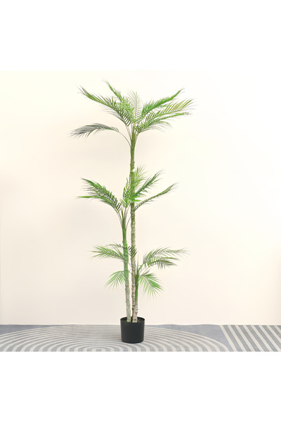 sharpdo Artificial Green Plant Pteris Palm, With Black Flower Pot, Suitable f...