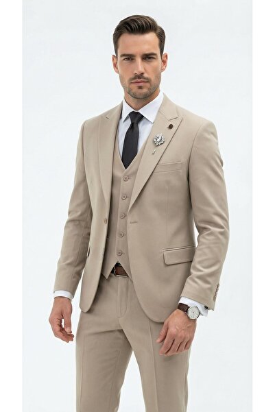 Plus Scorpion Men's Slim Fit Suit – Plain Textured Wrinkle Resistant Stretch ...