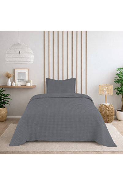 Bella Home Single Sonnia Bedspread Set - 180X240 cm - Anthracite with Pvc Bag