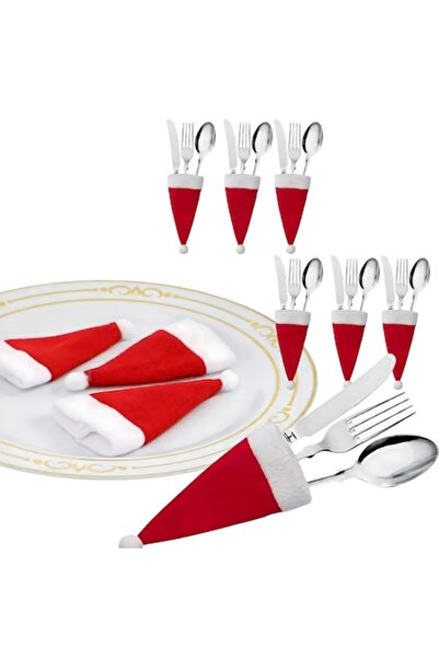 Optim Solution Set of 6 Christmas Santa Hat Cutlery Covers