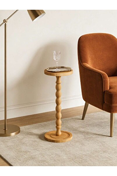 Mtanvxay طاولة قهوة دائرية عصرية صغيرة الحجم مصنوعة من الخشب الطبيعي، متعددة ...