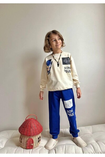 cgboutiquestylekids Cg Kids Sonic Printed 2 Thread Boys' Top and Bottom Super...