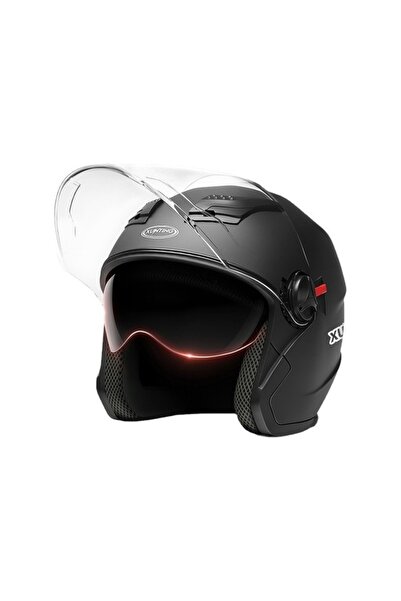 Tcherchi Motosiklet Kaskı Güneş Vizörlü Siyah Kask Siyah