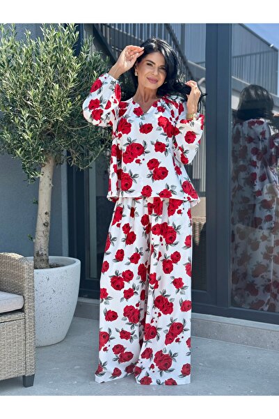 RAMONA BADESCU EXCLUSIVE Floral Printed viscose set – loose blouse and wide-l...