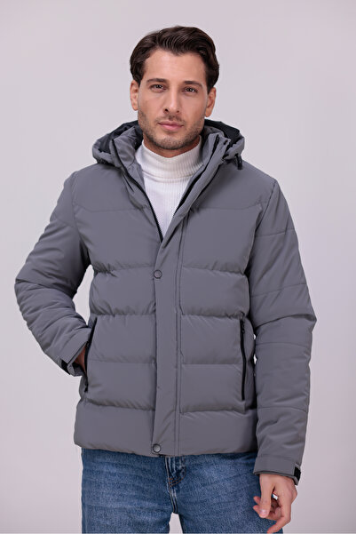 Gizrain Ανδρικό παλτό από ύφασμα Nova σε ανθρακί χρώμα, αδιάβροχο και αντιανε...