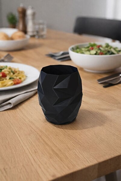 LUREN CONCEPT Geometrik Tasarım Siyah Bardak – Modern Masa & Bar Aksesuarı (M...