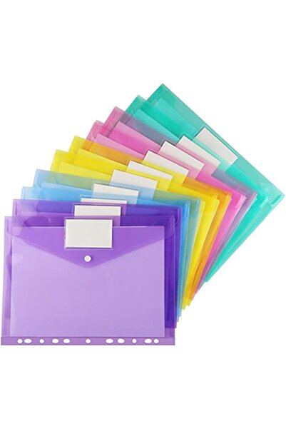 Arabest Plastic File Folders Envelope, 10 pcs Binder Folders, Snap Button Pou...