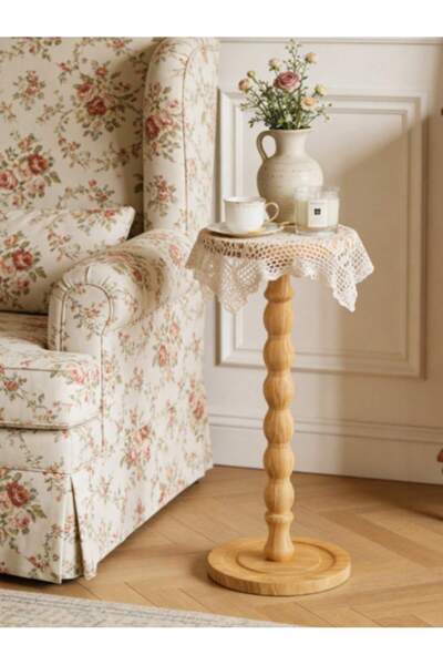 Tiokkss طاولة قهوة دائرية متحركة بأرجل خشبية صلبة، ديكور عصري لغرفة المعيشة أ...