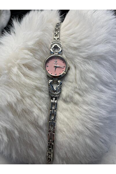 SPOLO PEMBE KADRAN GÜMÜŞ RENK ZİRKON TAŞLI KOL SAATİ