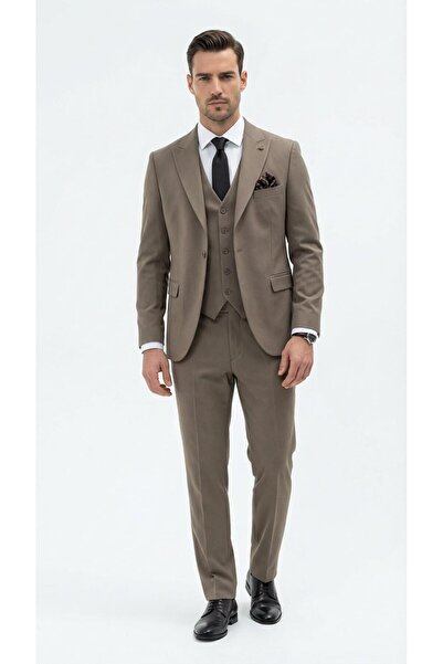 Plus Scorpion Men's Slim Fit Suit – Plain Textured Wrinkle Resistant Stretch ...