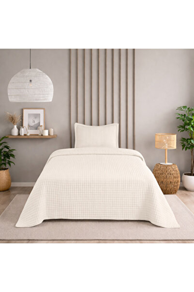 Bella Home Single Sonnia Bedspread Set - 180X240 cm - Cream with Pvc Bag