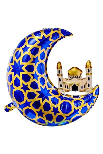 RÖNESANS PARTİ Moon Dome Ramadan Blue Foil Balloon 65X63 cm