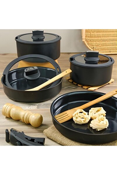 Belariva Easy Cook Black 8 Prc Pot Set