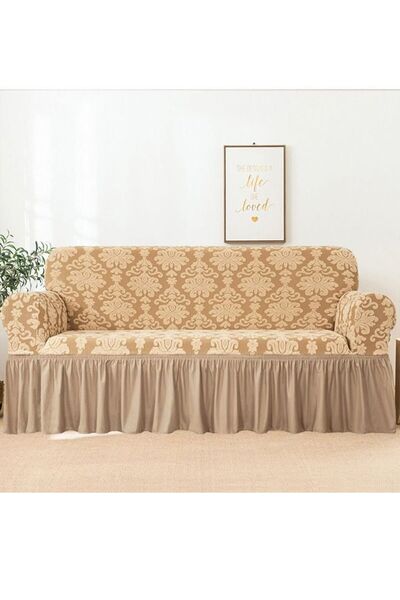 Arabest Two Seater Stretchable Sofa Cover Dark Beige