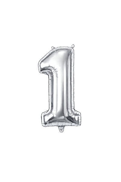 HAPPYLOOPPARTY بالون فضي اللون 100 سم على شكل رقم سنة واحدة مصنوع من رقائق ال...