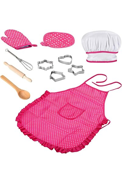 HALAMODO مجموعة ألعاب مطبخ للأطفال مع مئزر وقبعة طاهٍ - 11 قطعة
