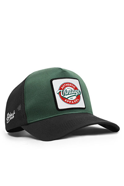 BlackBörk Vintage Logo Cordura Black-Petrol Green Trucker Hat