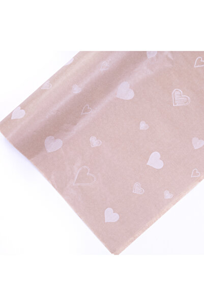 Bimotif 5li Ambalaj, Paket Kağıdı, 50x70 cm Kalp Desenli, Kraft-Beyaz