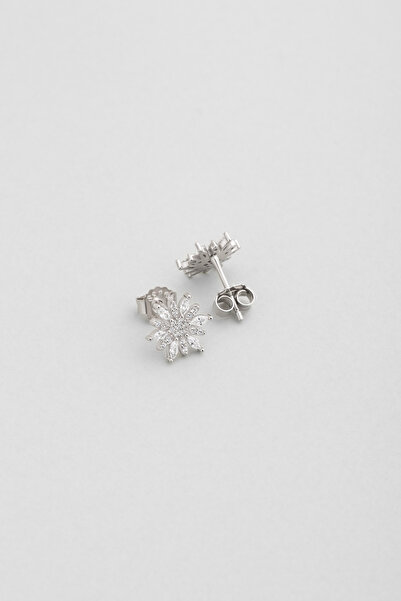 So CHIC... Yıldız Çiçeği 18 Ayar Beyaz Altın Kaplama Gümüş Küpe