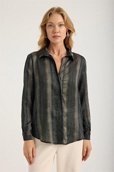 HomeStore Сорочка з коміром на 5 ґудзиків з пітонним візерунком