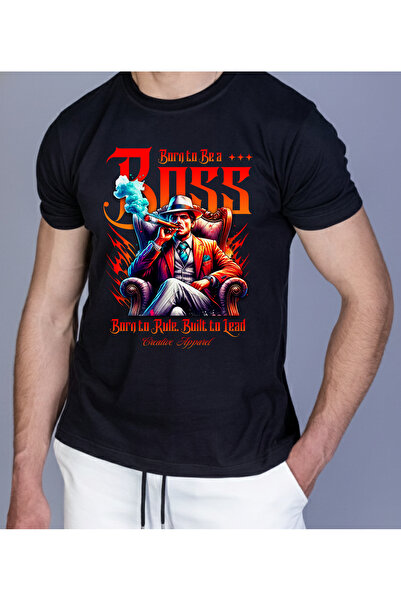 cosma Tricou bumbac, barbati, negru, born to be a BOSS