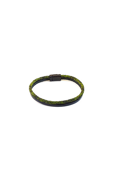 HER ŞEY NOTA www.herseynota.com Olive Pure Braid – Black Men's Genuine Leathe...