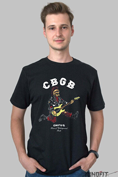 GILDAN Tricou Rock Cbgb Punk Skeleton Barbat
