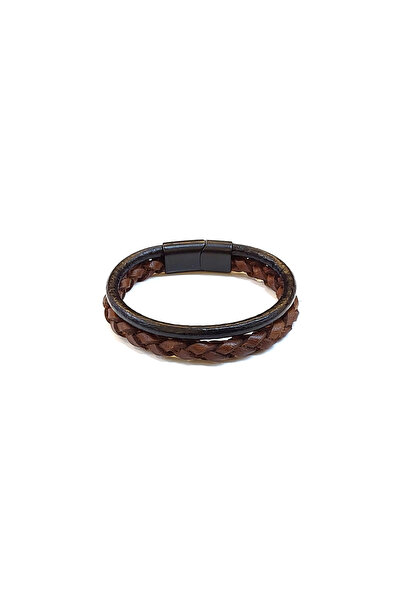 HER ŞEY NOTA www.herseynota.com Classic Braid Duo – Men's Leather Bracelet wi...