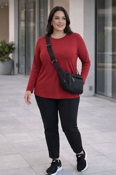 OYERGA MODA Women's Plus Size Oversized Basic Blouse