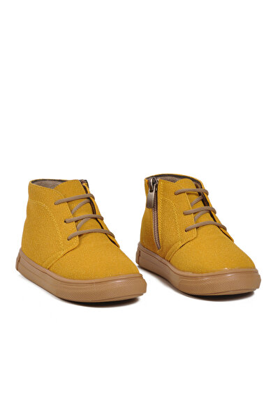 WALKWAY 823106 B حذاء أطفال أصفر اللون برباط وسحاب