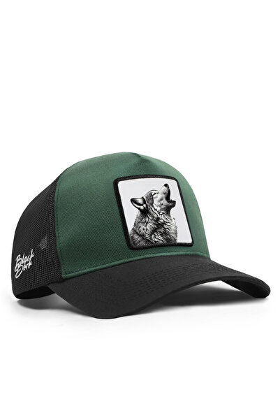 BlackBörk Wolf Logo Cordura Black-Petrol Green Trucker Hat