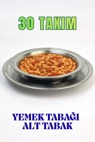 Binbir Trend Paslanmaz Çelik 2'li Yemek Tabağı Seti - Lokanta Tipi Krom Çukur...