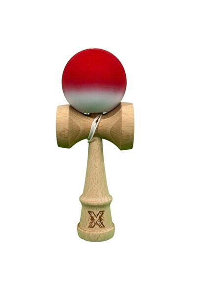 OEM Kendama X Red-White 18 cm – Japanese Wooden Toy with Rubber Grip