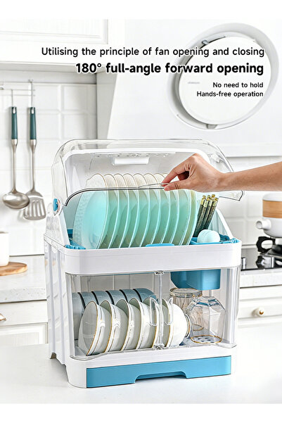 Generic Kitchen bowl rack, dish storage box with lid, draining shelf, plastic...