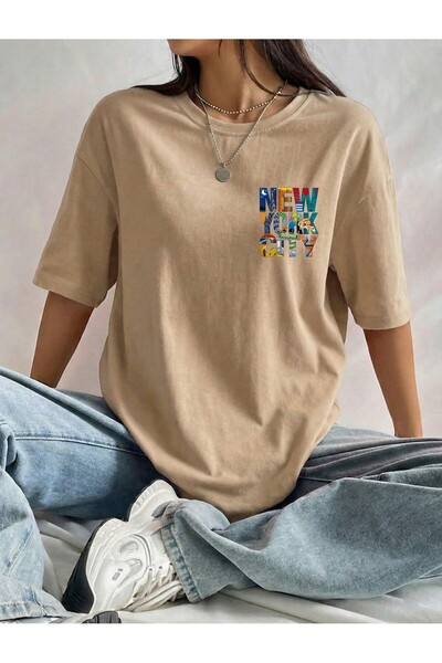 BUWOM Γυναικείο μπλουζάκι New York Color Crew Neck