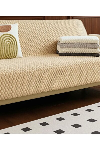 Güney Rabbit Fur Sofa Cover 170X215 Soft Plush Luxury Non-Slip Base Sofa Cove...