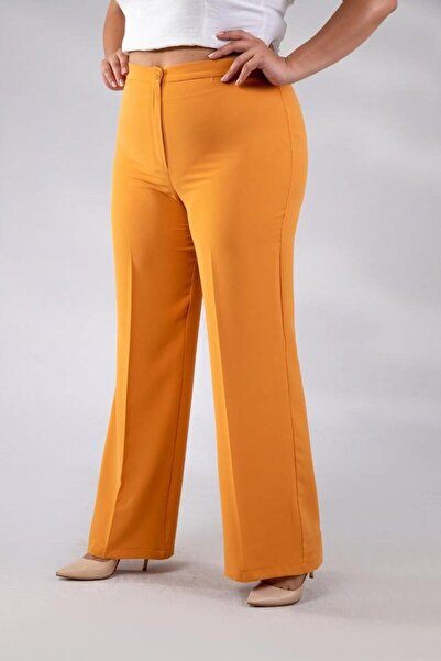 Roxxlen Γυναικείο Παντελόνι Μεγάλου Μεγέθους Πορτοκαλί