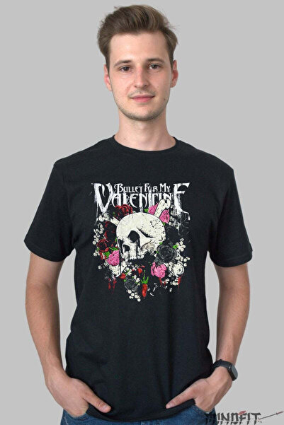 GILDAN Tricou Rock Bullet For My Valentine Skull Flowers Barbat