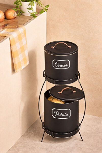 decorev PATATES SOĞAN KOVASI SİYAH DC-6235 METAL SİYAH STANDLI 6 KG KAPASİTE