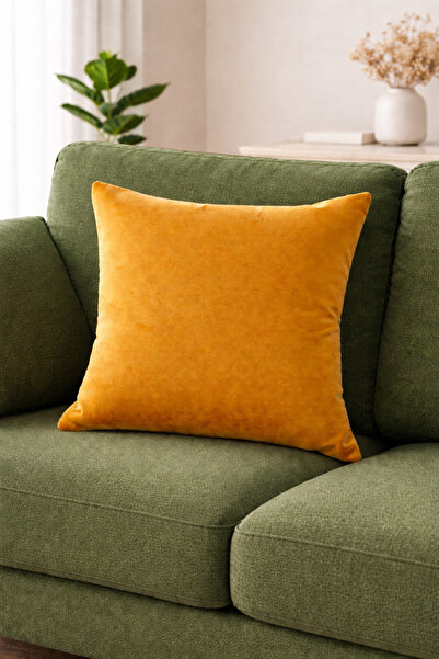 Halımax Velvet Single-Sided Throw Pillow Cover 43X43 cm Decorative Plain Simp...