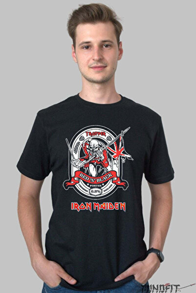GILDAN Tricou Iron Maiden Red N Black Porter Edition Barbat