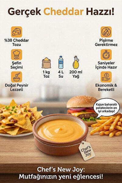 chef's new joy professional Cheddar Toz 1000 gr Çedar Peynir Sos Tozu