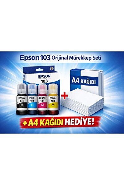 EPSON 103 L5290,l3266,l3260,l3256,l3251,l3250,l3211 4 Renk Mürekkep Takımı 65ml