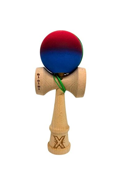 OEM Kendama X Red-Blue 18 cm – Professional Wooden Kendama with Rubber Grip