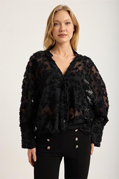 HomeStore Dantel Tül Eteği Burgu Gömlek