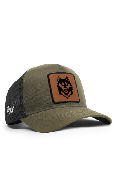 BlackBörk Wolf Logo Cordura Khaki-Black Trucker Hat