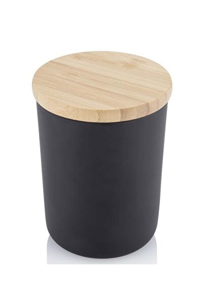 None Matte Black Glass Candle Jar with Lid - 6 oz/1 pc