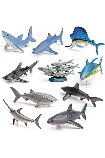 KASTWAVE مجموعة ألعاب تماثيل مخلوقات بحرية صغيرة واقعية، تتكون من 10 تماثيل ل...